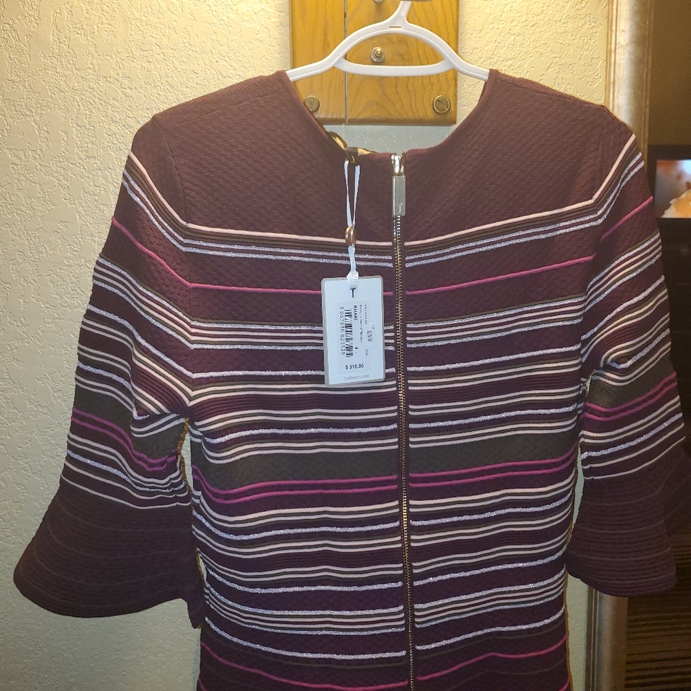 Ted Baker London stripe ottoman knitted dress